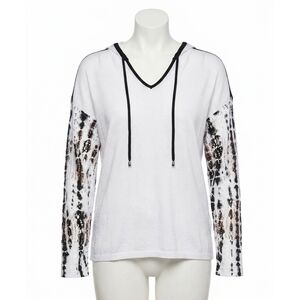 NEW ANGEL APPAREL v-neck hoodie in white/black
